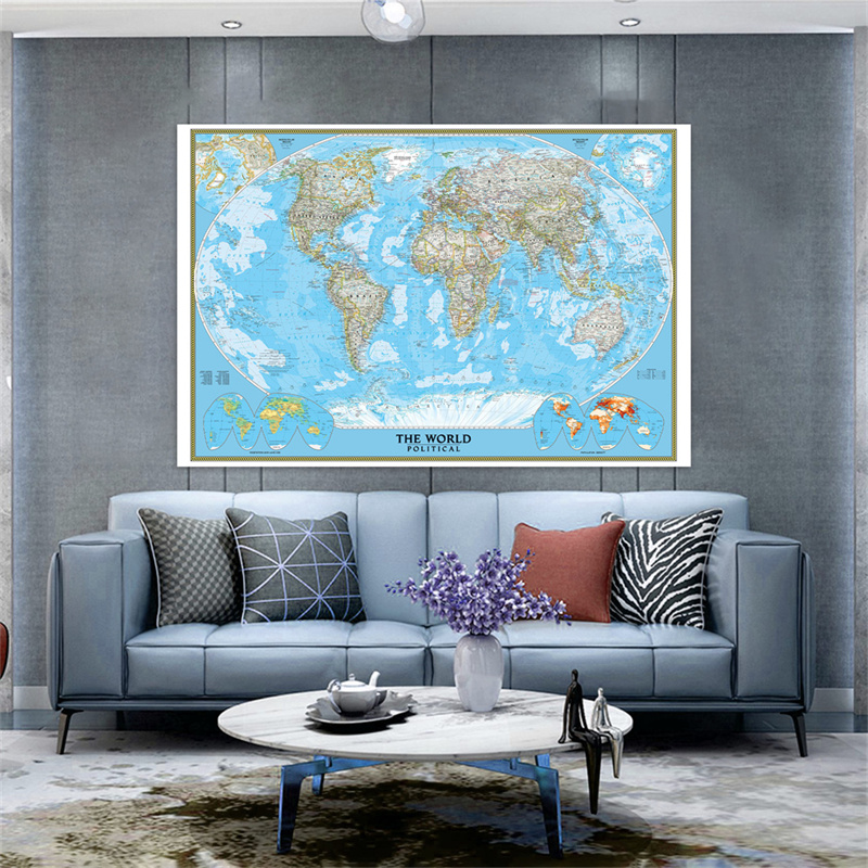 Star Map Poster - Englisches Weltkarten-Poster, klassisches politisches Wandbild, Leinwanddruck