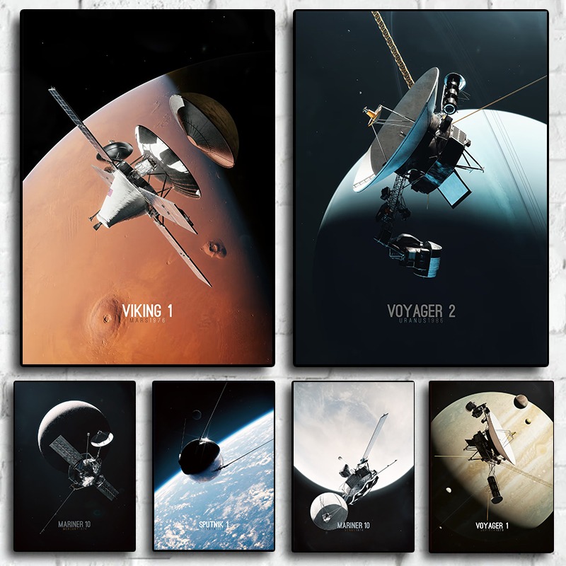 Star Map Poster - Sonnensystem-Erkundung, Leinwandkunst, NASA-Sonden, Wanddekoration mit Mariner