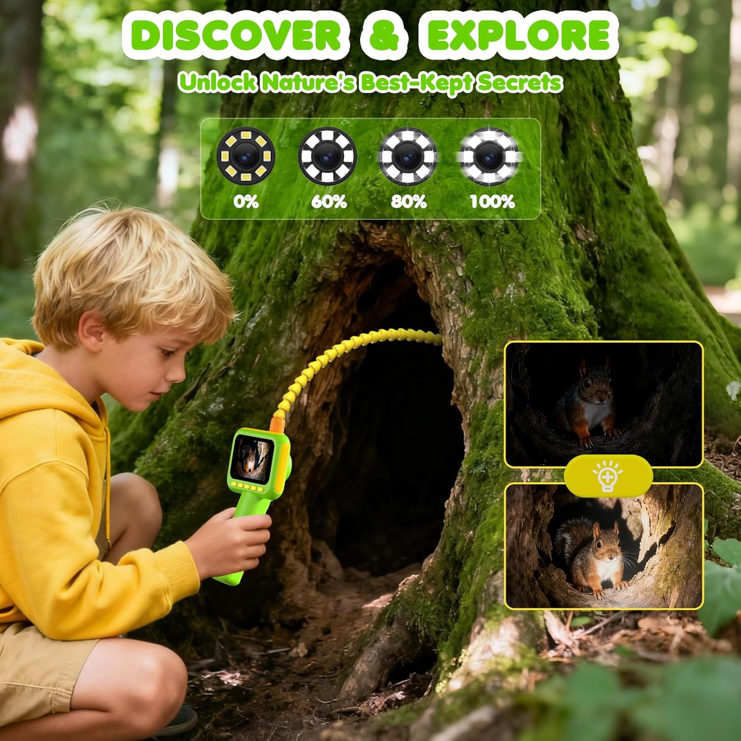 Science Toys - Endoskop für Kinder, Boreskop-Schlangenkamera-Spielzeug mit Beleuchtung,