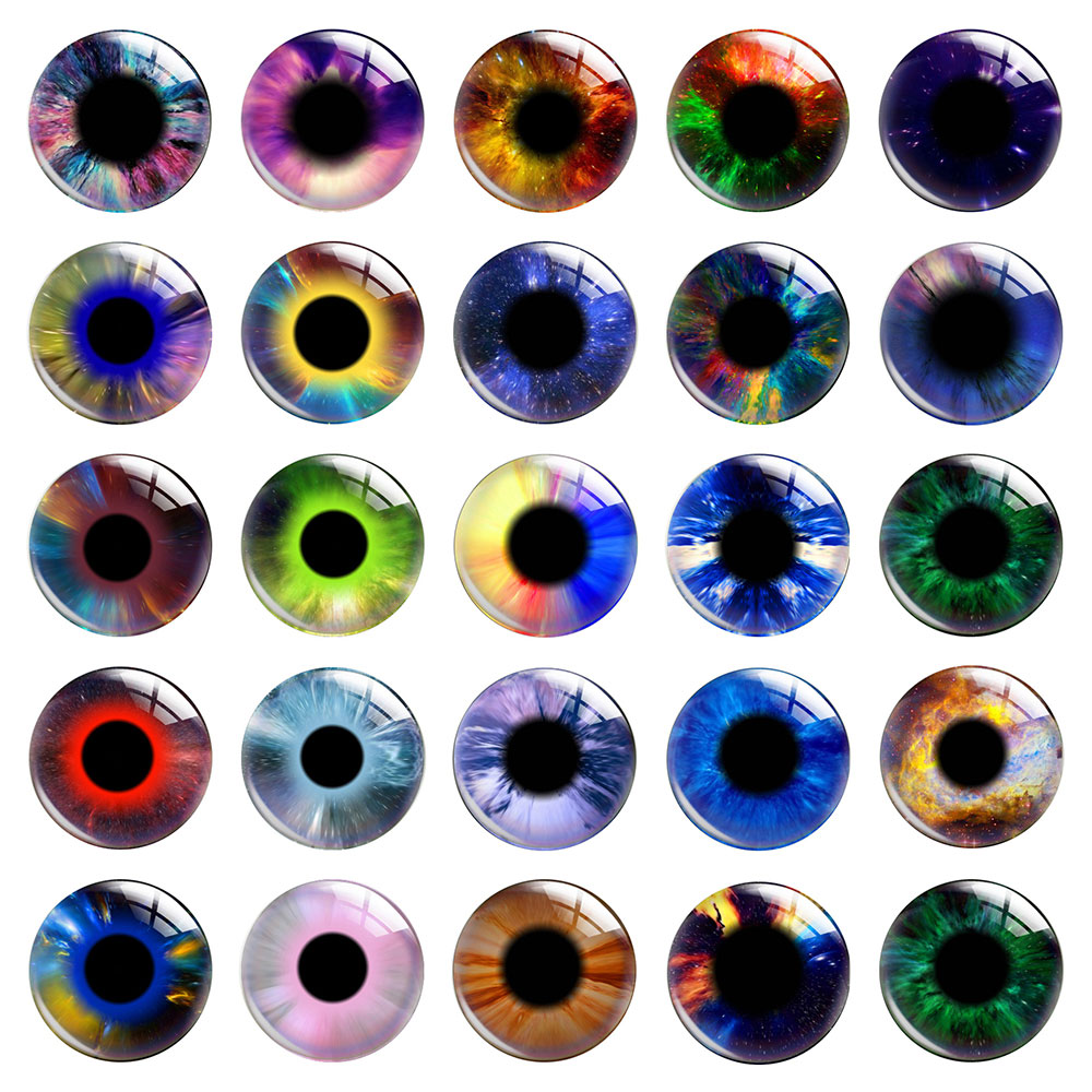 Science Toys - Runde Science-Fiction-Iris-Augapfel-Glascabochons mit flacher Rückseite für