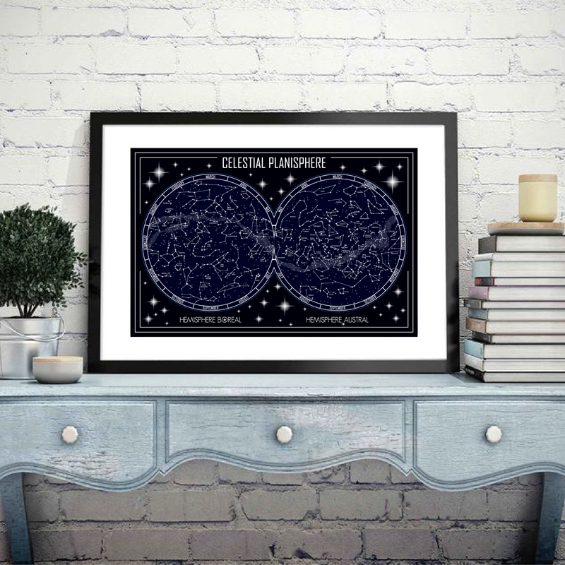 Star Map Poster - Himmlische Planisphäre Karte Leinwand Poster Drucke